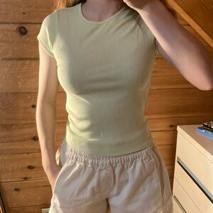 Women’s size small ribbed cropped t-shirt yellow American Eagle